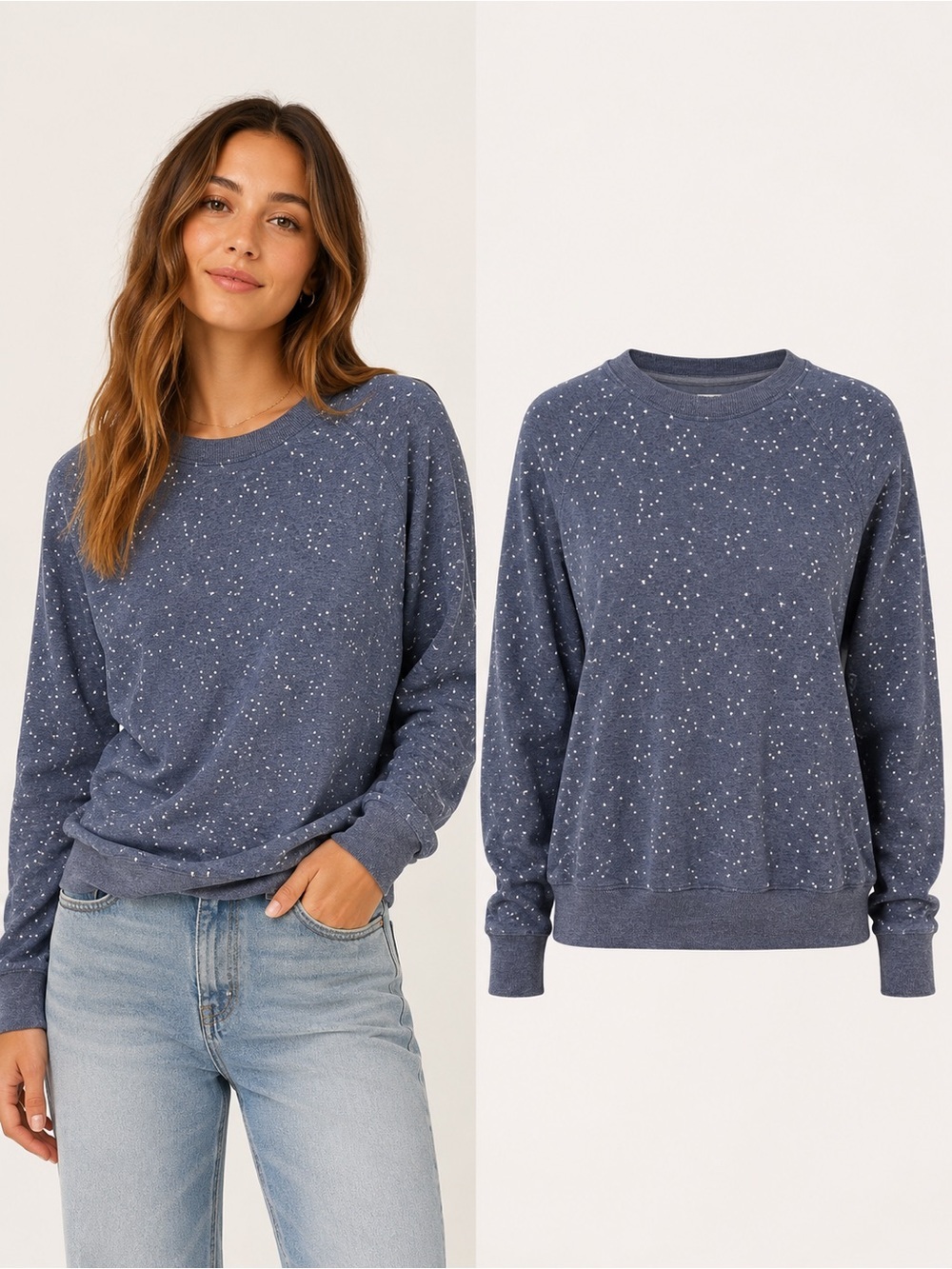 Spiritual Gangster | Blue Star Print Sweatshirt | Medium Cozy Lounge Pullover